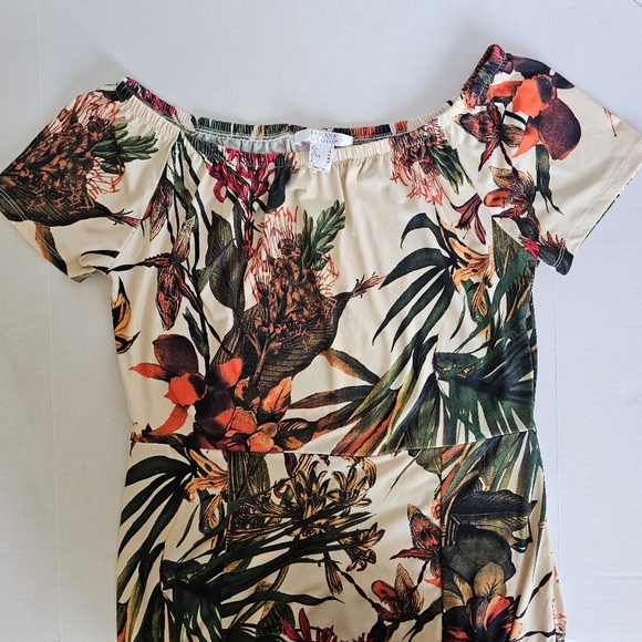 Lascana For Venus Off The Shoulder Tropical Floral Print Maxi Slit Dress Size L - Picture 5 of 12